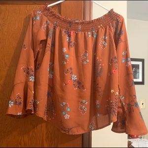 Burnt Orange loose fitting floral top